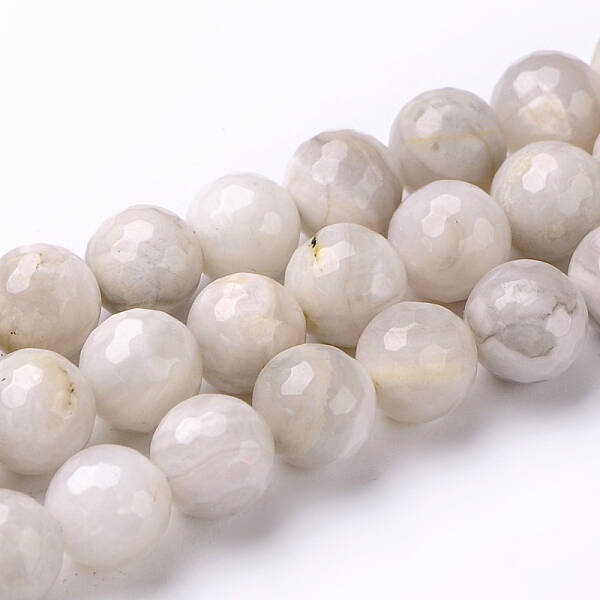 Faceted Natural Agate Round Bead Strands