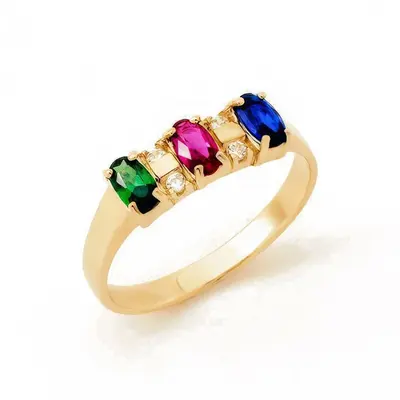 Gold Vermeil Crystal Personalized Birthstone Bar Ring for Women