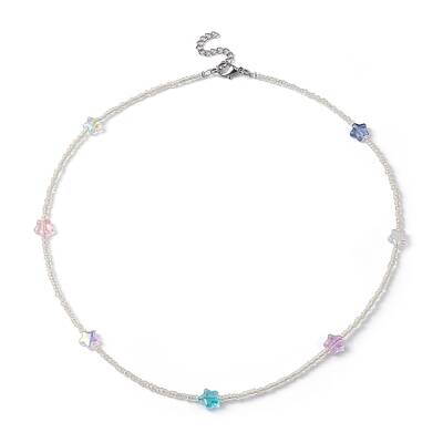 Glass Star & Seed Beaded Necklace
