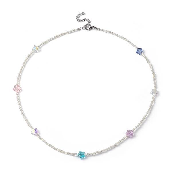 Glass Star & Seed Beaded Necklace