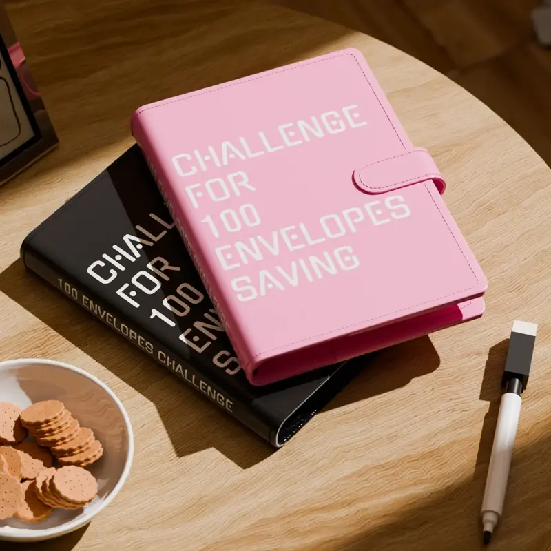 Challenge for 100 Envelopes Saving with Pen, Fun and Easy Way to Save $5,050, Budget Book with Cash Envelopes for Office, Hom...