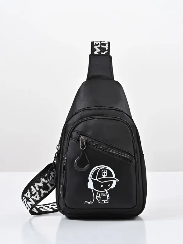 Men's Cartoon Graphic Print Zipper Bum Bag, Casual Pu Leather Belt Bag for Daily Outdoor, 2025 New Fanny Pack for Sports, Rid...