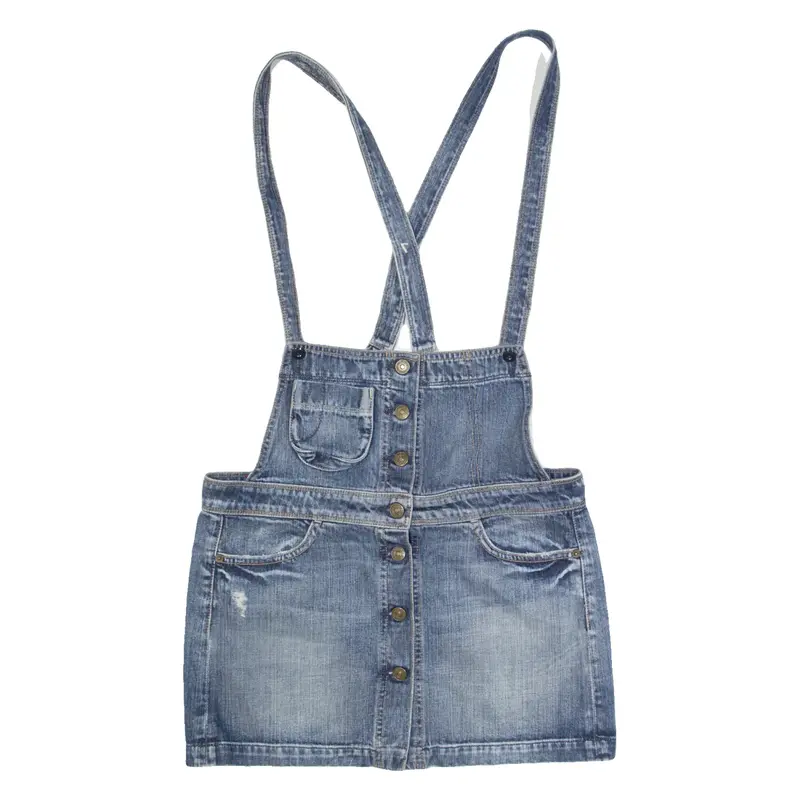 7 FOR ALL MANKIND Womens Dungaree Dress Blue Denim Sleeveless Short S