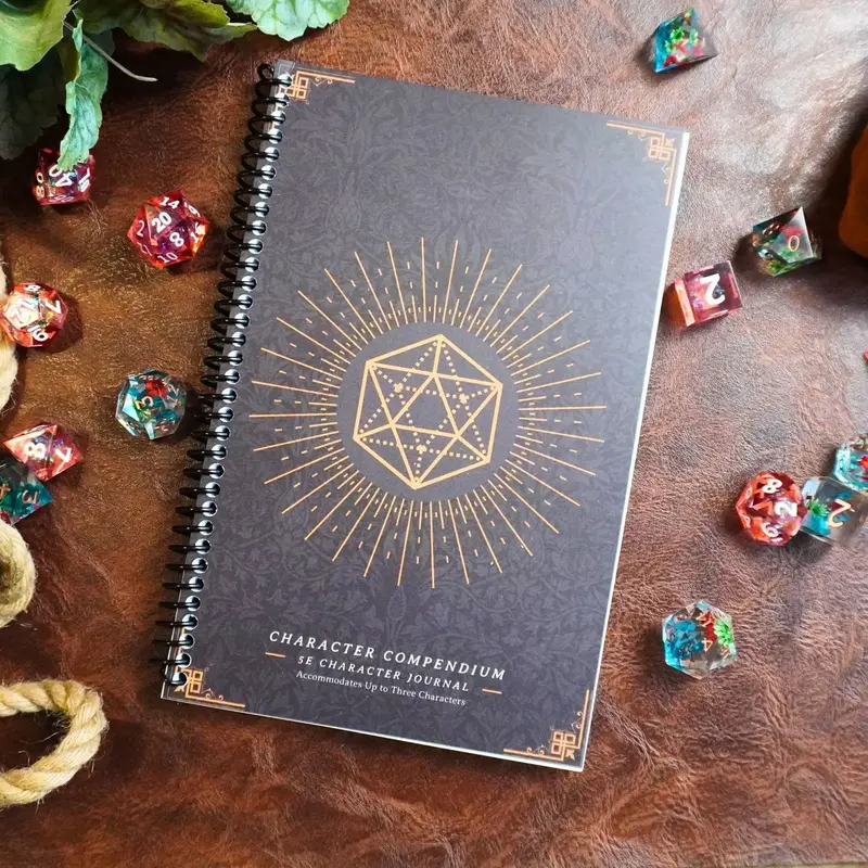 Character Compendium D&D 5e Multi-Character Journal and Spiral Notebook dnd gift