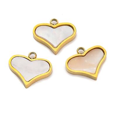 Ion Plating(IP) 304 Stainless Steel Pave Natural Shell Charms