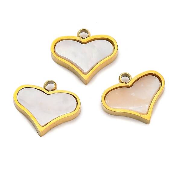 Ion Plating(IP) 304 Stainless Steel Pave Natural Shell Charms