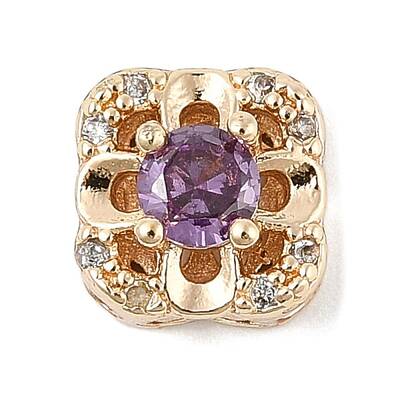 Brass Micro Pave Cubic Zirconia Beads