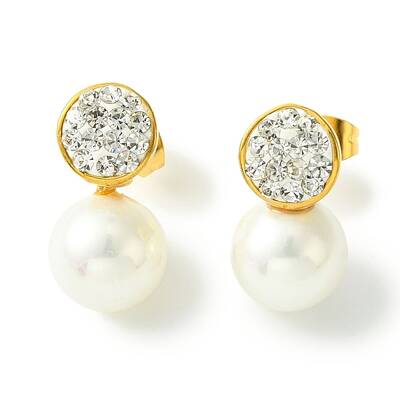 PVD Vacuum Plating 304 Stainless Steel Crystal Rhinestone Stud Earrings
