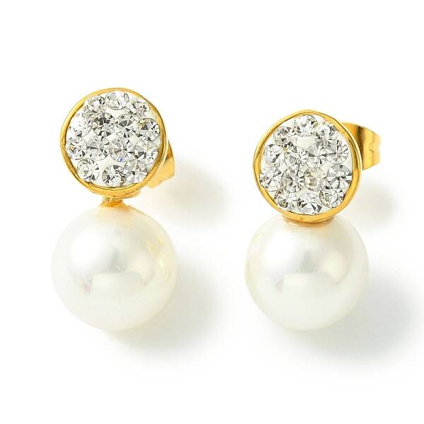 PVD Vacuum Plating 304 Stainless Steel Crystal Rhinestone Stud Earrings