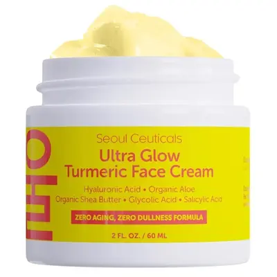 Seoul Ultra Glow Turmeric Face Moisturizer with Hyaluronic Acid, Organic Shea Butter, Glycolic Acid, and Salicylic Acid - Kor...