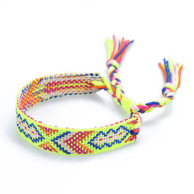 Polyester-cotton Braided Rhombus Pattern Cord Bracelet