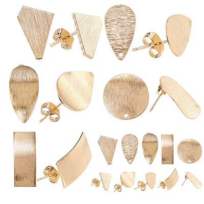 24Pcs 6 Styles Brass Stud Earrings Findings