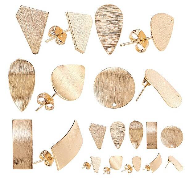 24Pcs 6 Styles Brass Stud Earrings Findings
