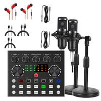 Podcast Equipment Bundle, 1 Set Durable USB Rechargeable Audio Interface with 2 Microphones & Other Accessories, for Recordin...