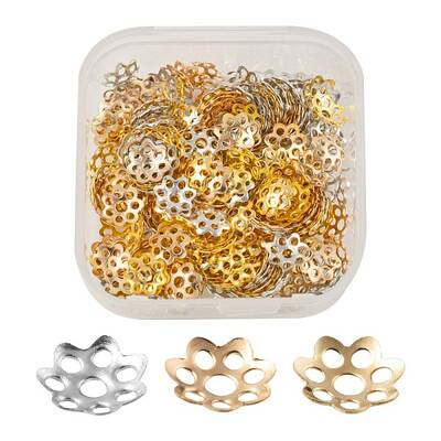 300Pcs 3 Colors Multi-Petal Iron Bead Caps