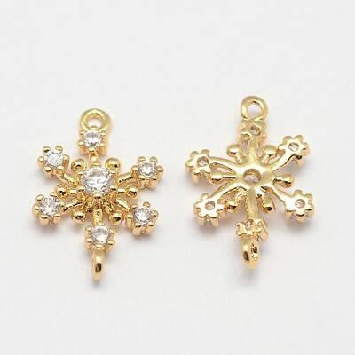 Flower Brass Micro Pave Grade AAA Cubic Zirconia Links