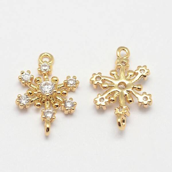 Flower Brass Micro Pave Grade AAA Cubic Zirconia Links
