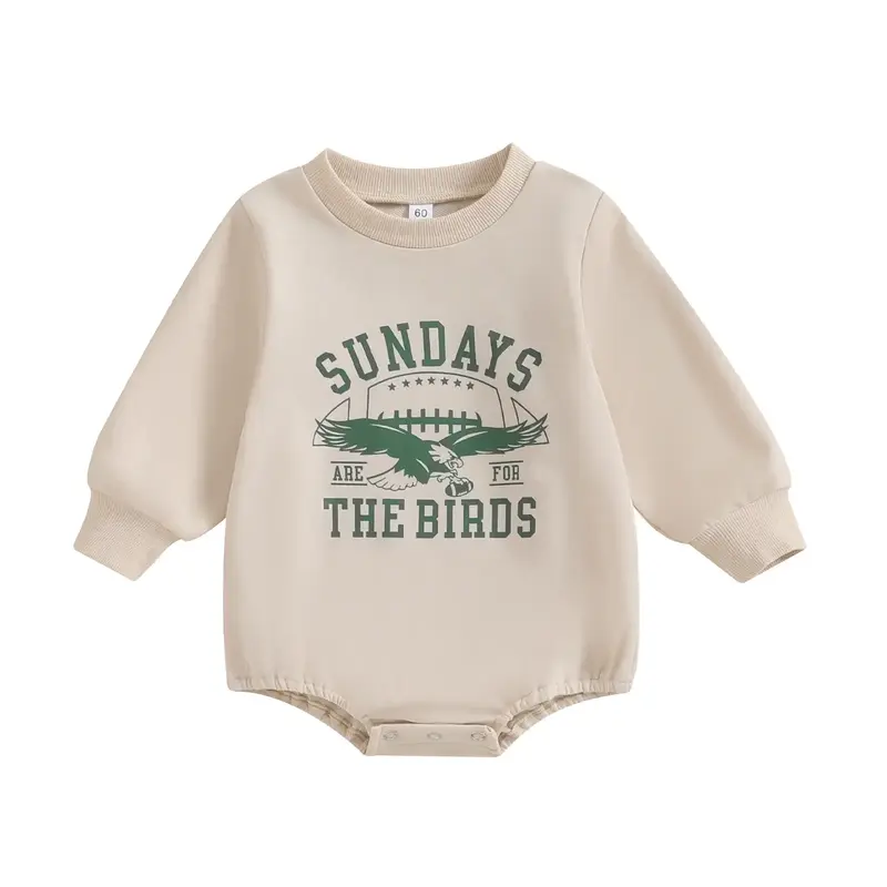 Baby Boy Girl Game Day Football Outfit Sundays Are for the Birds Sweatshirt Romper Oversized Bubble Romper Bodysuit
