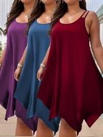 【Plus Size】 Solid Color Tank Dress, Casual Sleeveless Lounge Dress for Daily Wear, Women's Sleepwear for All Seasons, Wom...