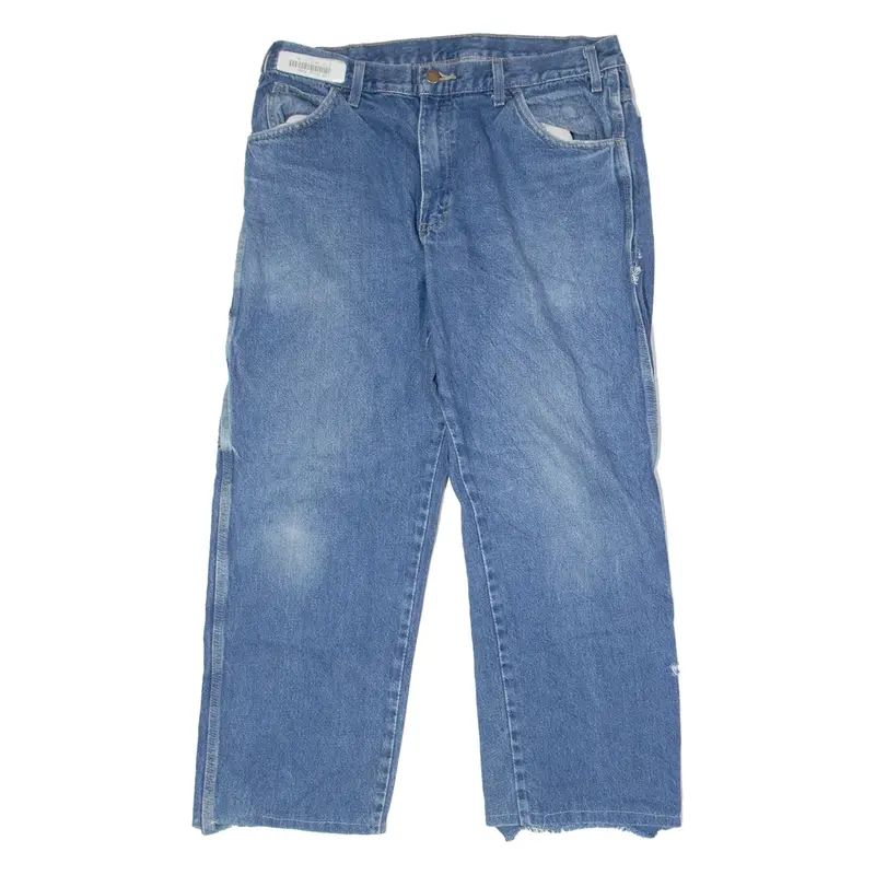 DICKIES Carpenter Mens Jeans Blue Regular Straight Stone Wash W34 L25