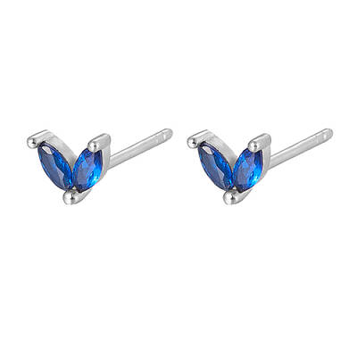 Silver 925 Sterling Silver Micro Pave Cubic Zirconia Stud Earrings