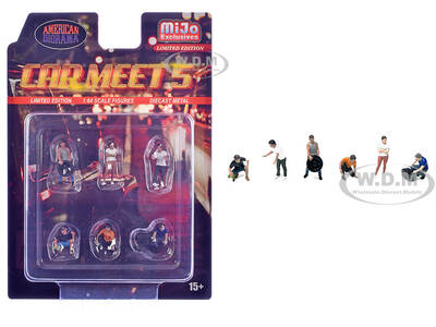 Car Meet 5 6 piece Diecast Figure Set Limited Edition for 1/64 Scale Models by American Diorama