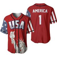 Number 1 America 4th of July Baseball Jersey - Busch Light American USA Jersey for Men and Women Unisex Cut Button Down Front...