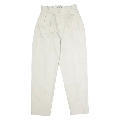 Pleated Womens Trousers Cream Regular Straight W30 L30