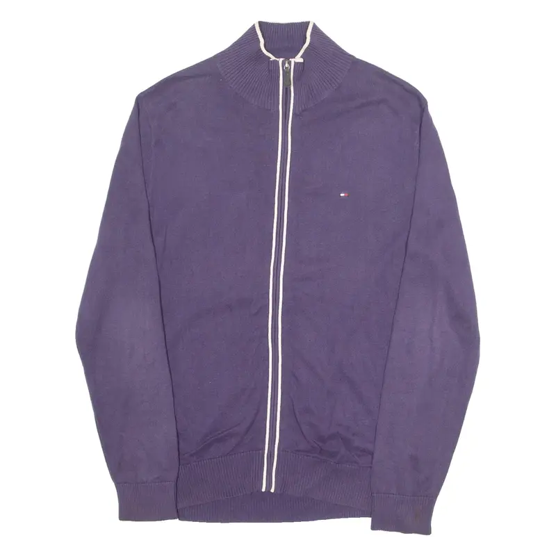 TOMMY HILFIGER GOLF Mens Jumper Purple High Neck Tight Knit M