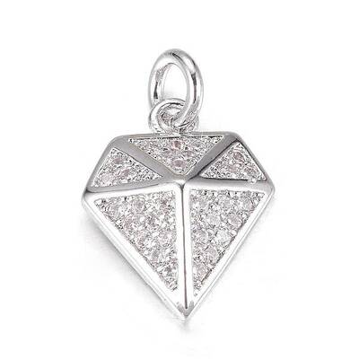 Brass Micro Pave Cubic Zirconia Charms