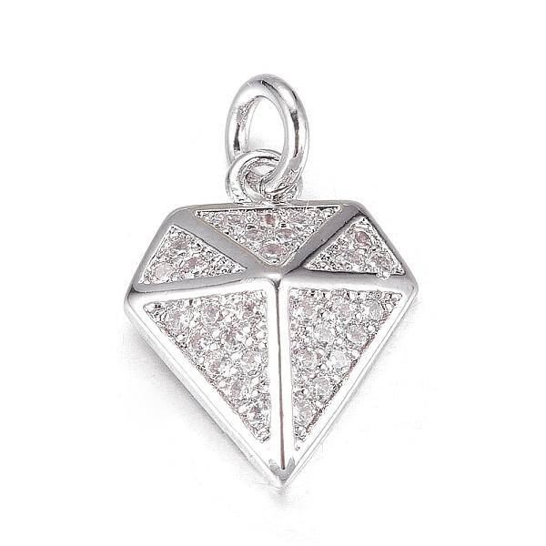 Brass Micro Pave Cubic Zirconia Charms