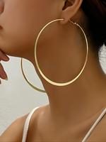 Fashionable Simple Plain Color Exaggerated Dangle Earrings, Flat Pierced Jewelry,  New Fashion Jewelry for Party, Daily Cloth...
