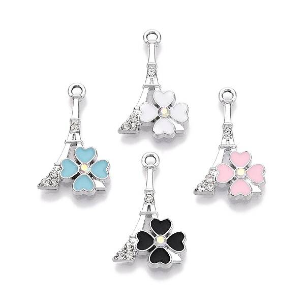 Rack Plating Alloy Rhinestone Pendants