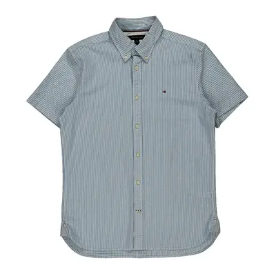Tommy Hilfiger Striped Short Sleeve Shirt - Medium Blue Cotton