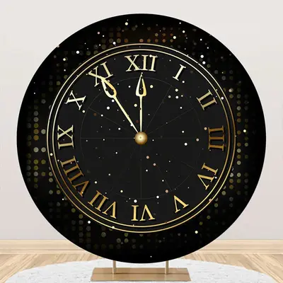 Bokeh Black Laeacco Clock Round Birthday Backdrop