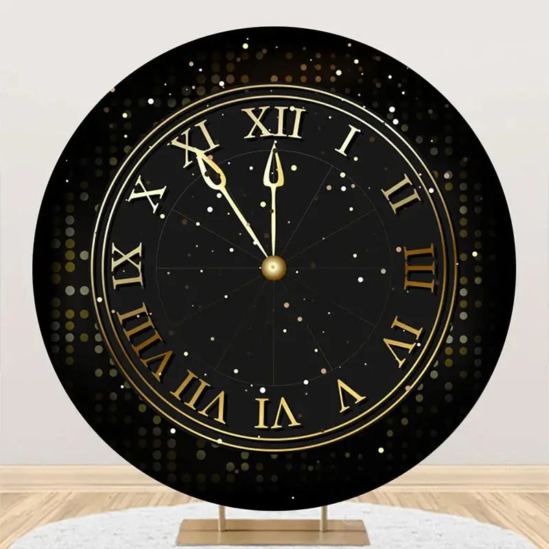 Bokeh Black Laeacco Clock Round Birthday Backdrop
