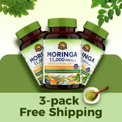 3pack Vitalitown Moringa Capsules 11,000 MG, Organic Moringa Supplement, No Sticks, No Caffeine, Moringa Oleifera, Energy, A...