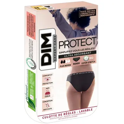 dim Protect - Washable Menstrual Boxer - Black - Medium Flow - Size 48/50