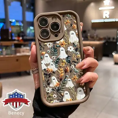 Halloween Spooky Garden Pattern Case for 17 Pro Max 16 16e 15 14 Plus 13 12 11 Air XR X XS Soft TPU Bumper Drop Protection Ru...