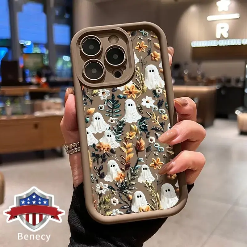 Halloween Spooky Garden Pattern Case for 17 Pro Max 16 16e 15 14 Plus 13 12 11 Air XR X XS Soft TPU Bumper Drop Protection Ru...