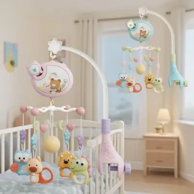 Crib Mobile with Music and Lights, Baby Mobiles for Cribs, Nursery Musical Mobile for Bassinets Toys Hanging Girls Boys, Pack...