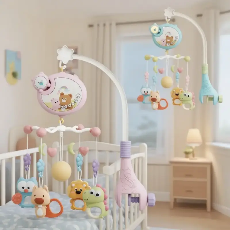 Crib Mobile with Music and Lights, Baby Mobiles for Cribs, Nursery Musical Mobile for Bassinets Toys Hanging Girls Boys, Pack...