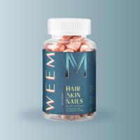 Weem Hair Skin & Nails Gummies - Vegan, Plant Based, Gluten Free. Natural Edible Vitamin Supplement America's #1 Hair Skin Na...