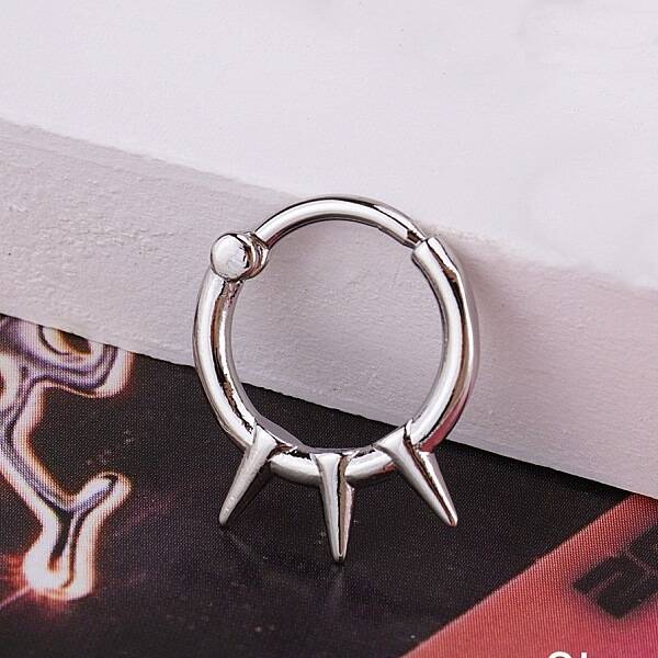 316L Stainless Steel Micro Pave Cubic Zirconia Hoop Nose Rings