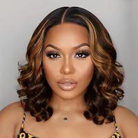 FMIDKOU Bob Wigs Human Hair Pre plucked Pre Cut Natural Black Fumi Curls short Wig 13x4 Lace Pre-Bleached Knots HD Lace Front...