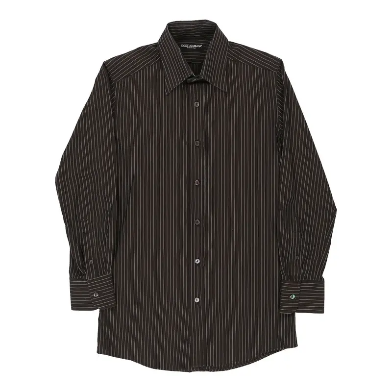 Dolce & Gabbana Striped Shirt - Medium Brown Cotton | Size: medium