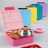 4 Compartment Bento Lunch Box with Stainless Steel Soup Thermo, 1 Count Leakproof Insulated Lunch Food Container, Meal Prep C...
