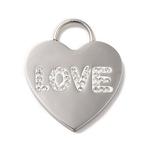 304 Stainless Steel Rhinestone Pendants
