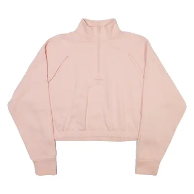 ADIDAS Womens Sweatshirt Pink 1/4 Zip M