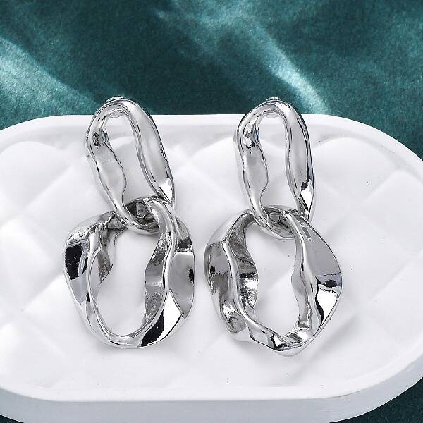 Nuggets Brass Dangle Stud Earrings